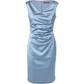 Vera Mont Etuikleid "Etuikleid mit Raffung", Damen, Gr. 36, EURO, blau (bluish grau), 96% Polyester PES. 4% Elasthan EL., Kleider Etuikleid