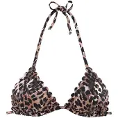 LASCANA Triangel-Bikini-Top "Lexa", Damen, Gr. 34, Cup C/D, braun (braun, bedruckt), Microfaser, Polyamid, Bikini-Oberteile Triangel-Bikini-Top, mit Muschelkante