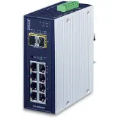 Planet IP30 industrieller 8x 1000TP + 2x 100/1000F SFP Full Managed Ethernet Switch (-40 bis 75ø C), Managed, L2+, Gigabit Ethernet (10/100/1000), Vollduplex, Wandmontage