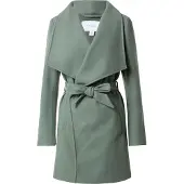 Vila Kurzmantel "VICOOLEY COLLAR BELT COAT - NOOS", Damen, Gr. 36, grün (laurel wreath), Web, Obermaterial: 100% Polyester, unifarben, regular fit kniefrei, V-Ausschnitt, Mäntel Kurzmantel