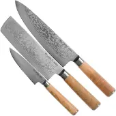 Eden kitchen knives Eden Sugoi Olive 2090-S01, 3-teiliges Messerset