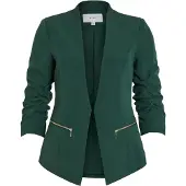 Vila Kurzblazer "VIJOY 3/4 BLAZER - NOOS", Damen, Gr. 42, grün (pineneedle), Web, Obermaterial: 95% Polyester, 5% Elasthan, unifarben, regular fit normal, Blazer Kurzblazer