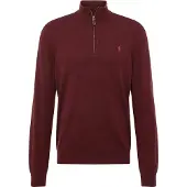 Ralph Lauren für Herren. 710876756008 Burgunderfarbener Wollpullover mit kurzem Reißverschluss (XL), Lässig, Kastanienbraun, Wolle, Lan