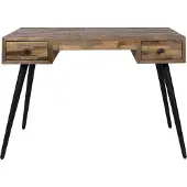 White Label Leo Schreibtisch 113x55,5 cm Teakholz Braun