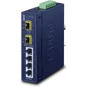 Planet 4 Port 10/100/1000MbpsBase-T + 2 SFP Industrial Ehternet Switch, (-40øC - 75øC), Unmanaged, Gigabit Ethernet (10/100/1000), Vollduplex, Wandmontage