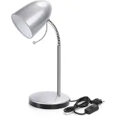 Aigostar Leselampe Retro Schreibtischlampe Tischlampe Arbeitsplatzlampe Nachttischleuchte mit Gelenk-Arm aus Metall, Silber []