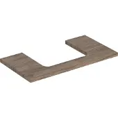 Geberit ONE Waschtischplatte, Ausschnitt mittig, für Aufsatzwaschtisch, 90x3x47cm, 505.283.00.6, Farbe: Nussbaum hickory /Melamin Holzstruktur