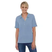 Casual Looks Poloshirt "Poloshirt", Damen, Gr. 36, blau (bleu), 50% Baumwolle, 50% Modal, unifarben, ohne Ausschnitt, Shirts Poloshirt