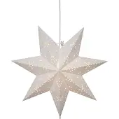 Star Trading Weißer Papierstern ,Classic' , Lochmuster , 7-zackig , Netzbetrieb , E14 Fassung , Ø 45cm