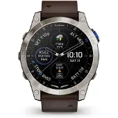 Garmin - 010-02582-55 - D2 Mach 1 - Smartwatch mit braunem Oxford-Lederarmband und zusaetzlichem Silikonarmband schwarz