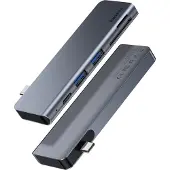 Baseus CAHUB-K0G, USB 3.2 Gen 1 (3.1 Gen 1) Type-C, Grau, MicroSD (TransFlash), SD, DisplayPort, USB 3.2 Gen 1 (3.1 Gen 1) Type-A, Aluminium