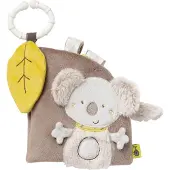 Fehn Greifspielzeug "Australia, Stoffbuch", grau (grau, gelb), Greifspielzeug, KinderB:14cm H:15cm, Greifspielzeug, mit Ring zur Befestigung an Kinderwagen, Babyschale oder Bett, B:14cm H:15cm