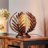 ONLI Tischleuchte Felce als Farn in Bronze, Höhe 24 cm