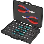 Knipex Elektronikzangen-Set mit Werkzeugen für Arbeiten an elektronischen Bauteilen 200 mm - 002018