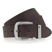 Mustang Ledergürtel "Franklin", Herren, Gr. 80, braun (dunkelbraun), Rindsleder, unifarben, Gürtel Ledergürtel, mit Dornschließe aus geschwärztem Silber, unifarben