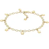 Elli Armkette "Armband Stern Astro 925 Sterling Silber" Gr. 160, gold, Armbänder, Damen, Silber 925 (Sterlingsilber), Armkette