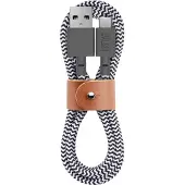 Native Union BELT-AC-ZEB-NP, 1,2 m, USB A, USB C, Schwarz, Weiß