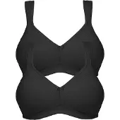 Susa Bügelloser BH "2er Pack BH ohne Bügel Topsy", Damen, Gr. 95, Cup D, schwarz, Stoff, Obermaterial: 83% Polyester PES. 17% Elasthan EL., BHs Bügelloser BH