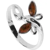 Ostsee-Schmuck Fingerring "- Schmetterling - Silber 925/000 - Bernstein" Gr. 54, silber (silber 925, silberfarben, weiß), Fingerringe, Damen, 54, Fingerring