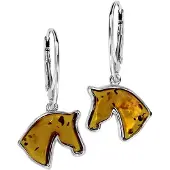 Ostsee-Schmuck Paar Ohrhänger "Ohrhänger Pferdekopf Ohrhänger Pferdekopf", weiß (weiß, neutral), Ohrringe, Damen, 32x15mm, Silber 925 (Sterlingsilber), Paar Ohrhänger