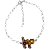 Ostsee-Schmuck Armband "- Katze - Silber 925/000 - Bernstein" Gr. 20, silber (silber 925, silberfarben, weiß), Armbänder, Damen, Silber 925 (Sterlingsilber), Armband