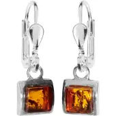 Ostsee-Schmuck Paar Ohrhänger "- Astrid 6x6 - Silber 925/000 - Bernstein" Gr. 25, silber (silber 925, silberfarben, weiß), Ohrringe, Damen, 25, Silber 925 (Sterlingsilber), Paar Ohrhänger