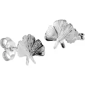 Ostsee-Schmuck Paar Ohrstecker "Ohrstecker Ginkgoblatt Ohrstecker Ginkgoblatt", weiß (weiß, neutral), Ohrringe, Damen, 13 x 10mm, Silber 925 (Sterlingsilber), Paar Ohrstecker