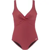 LASCANA Badeanzug , Damen, Gr. 40, Cup C, rot (rostrot), Polyamid, unifarben, Badeanzüge Badeanzug, mit Shaping-Einsatz vorn, eingearbeitete Softcups, mit Raffungen