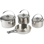 Tatonka Family Cook Set L, 4-teilig, Camping-Kochgeschirr aus Edelstahl