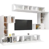 DKD Home Decor 8-tlg. TV-Schrank-Set Weiß Holzwerkstoff