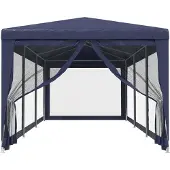 vidaXL Partyzelt mit 8 Mesh-Seitenwänden Blau 3x9 m HDPE