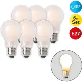 Näve 6er-Set LED Leuchtmittel "BOBS" E27/ 8W H: 10,8cm warmweiß - E27, 8 Watt, 750 Lumen, 2700 Kelvin, aus Metall und Glas, warmweiß