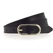 Tamaris Ledergürtel "Claudia Gold", Damen, Gr. 80, schwarz, Rindsleder, unifarben, Gürtel Ledergürtel, mit schmaler Schließe, 2 cm breit, aus Rindsleder, unifarben