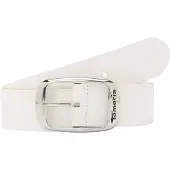 Tamaris Ledergürtel "Carmen Silver", Damen, Gr. 75, weiß, Rindsleder, unifarben, Gürtel Ledergürtel, aus Rindsleder, mit Doppelschließe, 4 cm breit