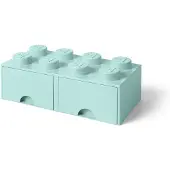 LEGO Stein mit 8 Noppen und Schubfächern in Aquamarinblau