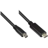 Alcasa Anschlusskabel USB 2.0 - USB-C Stecker an USB 2.0 Mini B Stecker - schwarz - 1,8m