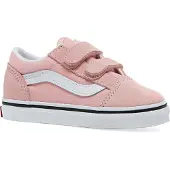 Vans Sneaker "Old Skool", Mädchen, Gr. 26, rosa, Leder, Textil, kontrastfarbene Details, unifarben mit Farbeinsatz, Schuhe Sneaker, mit Klettverschluss für Kleinkinder