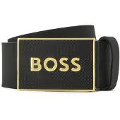 BOSS Ledergürtel "Boss_Icon-S1_Sz40", Herren, Gr. 90, schwarz (schwarz002), Leder, Gürtel Ledergürtel, mit -Logo-Prägung auf der Koppelschließe