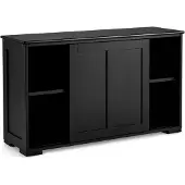 Costway Sideboard, Küchenschrank mit Schiebetüren, höhenverstellbarer Ablage, Beistellschrank für Küche, Esszimmer und Wohnzimmer, 107 x 33 x 60 cm