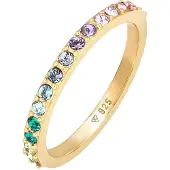 Elli Silberring "Ring Bandring Kristall Multi-Colour Pastell 925 Silber" Gr. 52, gold, Fingerringe, Damen, 52, Silber 925 (Sterlingsilber), Silberring