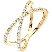 Elli Ring Kreuz Symbol Zirkonia 925 Sterling Silber Elli Gold