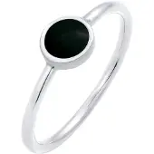 Elli Silberring "Ring Solitär Stapelring Emaille 925 Silber" Gr. 58, schwarz, Fingerringe, Damen, 58, Silber 925 (Sterlingsilber), Silberring
