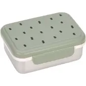Lassig Lunchbox LÄSSIG "Happy Prints, Light Olive", Kinder, Gr. B/H/L: 13cm x 6,9cm x 17cm, grün (olivgrün), Edelstahl, Polyprophylen (PP), Silikon, Lebensmittelaufbewahrungsbehälter Lunchbox