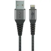 Goobay 49267, 0,5 m, USB A, Lightning, Männlich, Männlich/Weiblich, Schwarz, Grau
