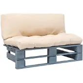vidaXL Outdoor-Sofa Paletten mit Kissen in Sandfarben Kiefernholz