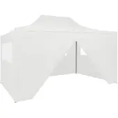 vidaXL Profi-Partyzelt Faltbar mit 4 Seitenwänden 280x410x315 cm Stahl Weiß