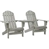 vidaXL Adirondack-Gartenstühle mit Tisch Massivholz Tanne Grau