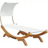 Yiwydaa Sonnenliege mit Dach 100x200x126 cm Bugholz Massiv Creme
