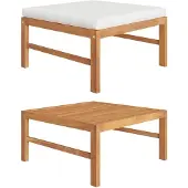 vidaXL Fußhocker mit Creme Kissen Massivholz Teak