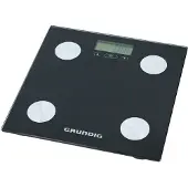 Grundig Waage Personenwaage Digital mit Körperanalyse: Fett und Muskelmasse - Speicher 12 Personen - Max 180 Kg - Glas - Schwarz